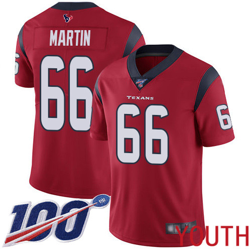 Houston Texans Limited Red Youth Nick Martin Alternate Jersey NFL Football #66 100th Season Vapor Untouchable->youth nfl jersey->Youth Jersey